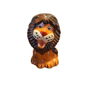Gift From Around the World Vintage Roaring Lion Ceramic Coin Bank 5" high